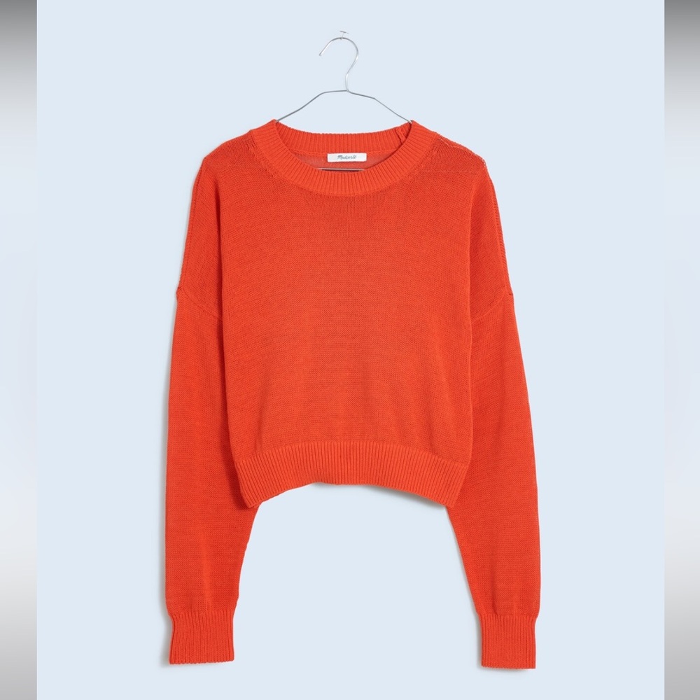 Madewell Loose-Knit Crewneck Sweater in Coastal Orange